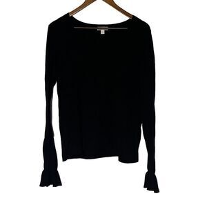Women's Nordstrom 14th & Union Black Sweater with Ruffle at Wrist